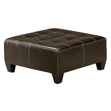 Leather Cocktail Ottoman with Tufted Accents